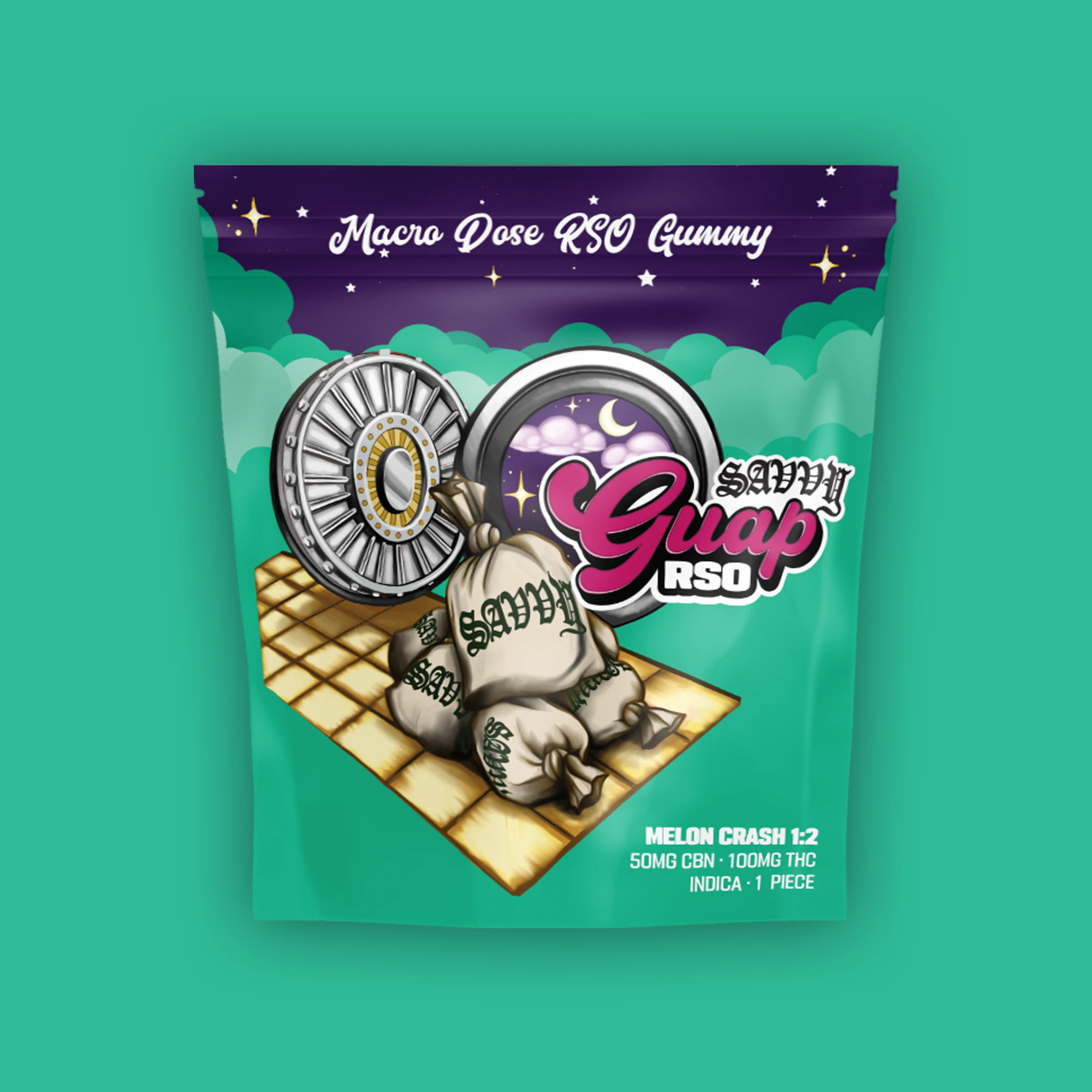 Savvy - Savvy | 1pk Guap Gummy | RSO Melon Crash 2:1 THC:CBN | 100mg Main Image