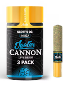 Jeeter- Baby Cannon-3 pack-Scotts OG-Live Resin-Infuse Pre Roll-Indica-Ceramic Tip-45.78%-1.5G