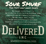 Sour Smurf *Delivered Exclusive 4.3% Terps* | 2 x 0.5g Prerolls | TAXES INCLUDED