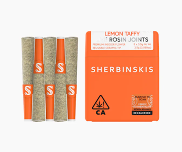 Sherbinskis - 5pk Lemon Taffy 54% - Sherbinskis Rosin Infused Preroll 5pk
