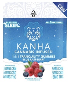 Blue Raspberry | 1:1:1 THC:CBD:CBN Tranquility Gummies | Kanha