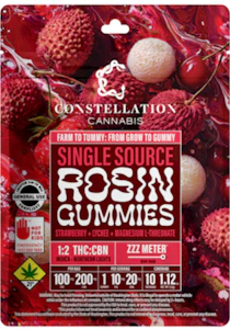 Constellation - Strawberry Lychee + Magnesium L-Threonate - Rosin Gummies - Constellation - (100mg THC/200mg CBN) 10pk