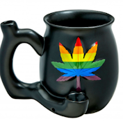 Ceramic Black Mug with Rainbow Leaf