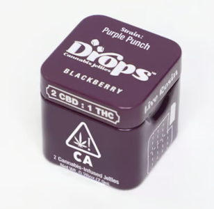 DROPS -  Blackberry (GMO x Legend OG) 2:1 CBD/THC - Rosin Gummy - 2pc - 300mg