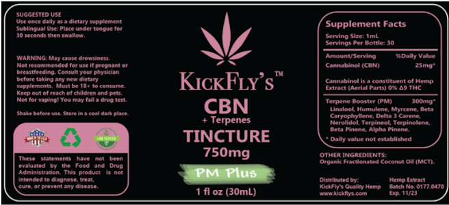KICKFLY'S - KickFly's | CBN Tincture 750mg | PM Plus