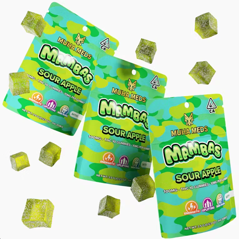 Muha Meds - Muha Meds - Sour Apple - 100mg Hash Rosin Mambas Gummies - 10pk Main Image