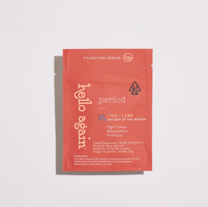 Hello Again - HELLO AGAIN - Topical - Period - 1:2 THC:CBD - Suppositories - 2PK - 20MG Main Image