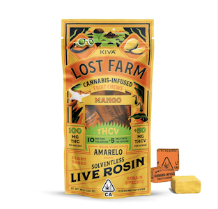 LOST FARM - Mango x Jack Herer - THC/THCV 10:5 - Live Resin - Chews - 10ct - 100mg