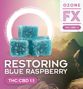 [REC] Ozone FX | Blue Raspberry - Restoring 1:1 | 100mg THC 100mg CBD | 10pk Soft Chews