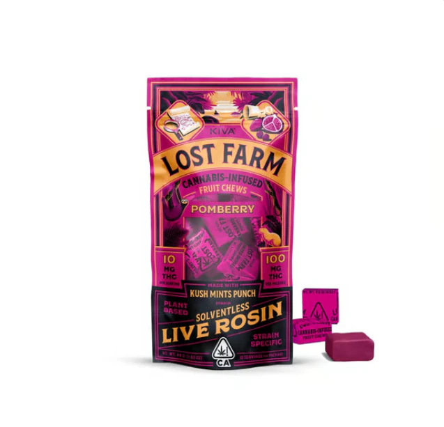 Lost Farm - Lost Farm - Pomberry Kush Mints - 100mg Solventless Live Rosin Fruit Chews - 10pk Main Image
