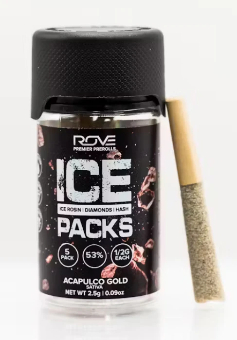 ROVE - Rove - Peaches & Cream - Ice Packs Rosin Prerolls - Hash Infused - 5pk - 2.5G Main Image