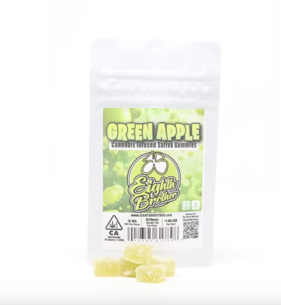 Eighth Brother - Green Apple Gummies (S) | 100mg Bag | Eighth Brother Main Image