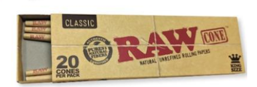 RAW CLASSIC PRE-ROLL CONE KS 109mm/26mm 20PK