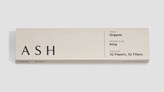 Ash - ASH I Accessory I White I Organic King Size Rolling Paper + Filters