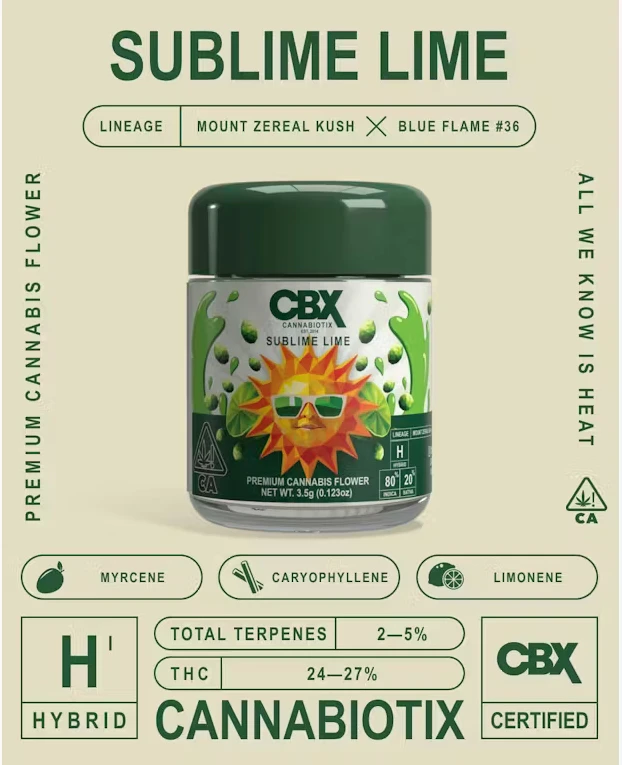 CBX: Cannabiotix - CBX - Sublime Lime - 3.5g Flower Main Image