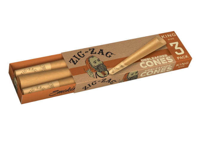 Diamond Leaf - zig zag king size cone unbleached Main Image