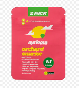 AYRLOOM - Ayrloom - Orchard Sunrise Apple Up - 1:1(5mg THC:5mg CBG) -10mg 2ct - Edibles