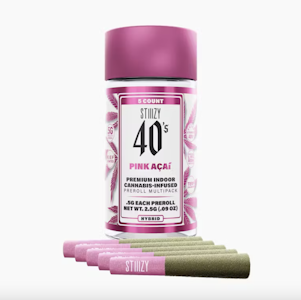 STIIIZY - Pink Acai (H) | 5pc Infused Preroll Pack | Stiiizy 40's 