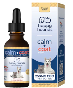 HAPPY HOUNDS - Calm + Coat Peanut Butter 250mg CBD Drops for Dogs & Cats | Happy Hounds