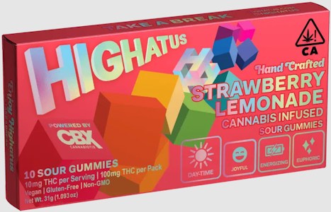 HIGHATUS - Strawberry Lemonade - 100mg THC Hand Crafted Sour Gummies - Highatus