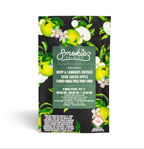 SMOKIEZ - Smokiez - Sour Green Apple Fruit Chews 1:1 CBG 100mg Single Piece