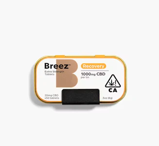Breez - Breez 1000mg CBD Recovery Tablet Tin 50ct