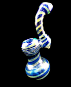 Glass - 9" Twisted Color Fumed Glass Sherlock Bubbler