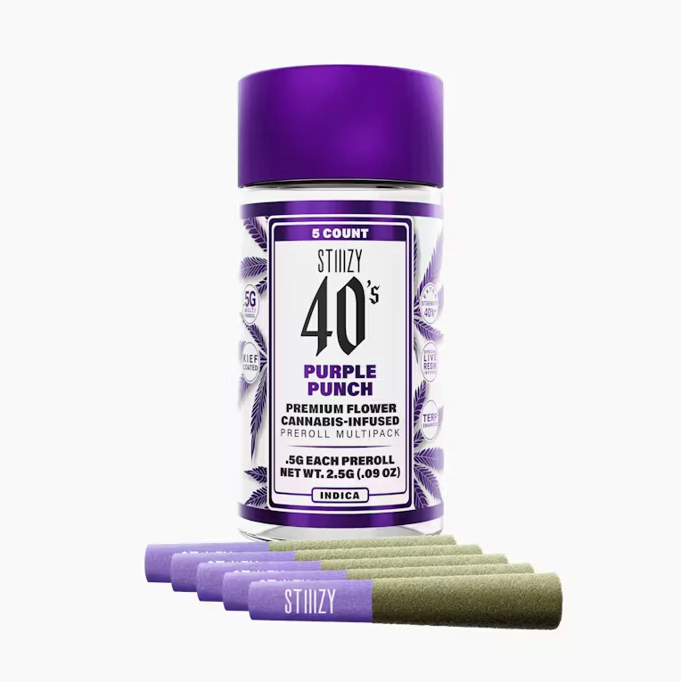 STIIIZY - Stiiizy - 40's Joints - Purple Punch - Infused Preroll Pack - 5pk - 2.5g Main Image