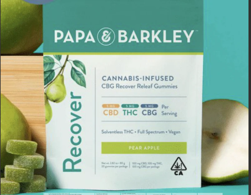 Papa & Barkley - Papa & Barkley - Pear Apple - Recover Gummies - 100mgTHC/CBG/CBD - 20pk Main Image
