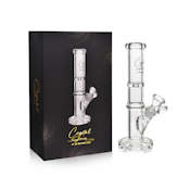 High Point Glass - Crystal Series 12" Diamond Ice Catcher Ring Cylinder Water Pipe Box Set - with 14M Bowl