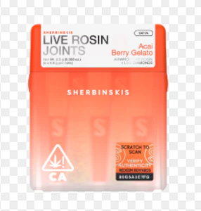 Sherbinskis - 5pk Acai Berry Gelato 53% - Sherbinskis Rosin Infused Pre-rolls