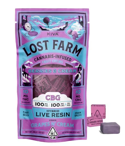 Lost Farm - Lost Farm - Grapes N' Cream - 100mg Live Resin Fruit Chews - 10pk Main Image