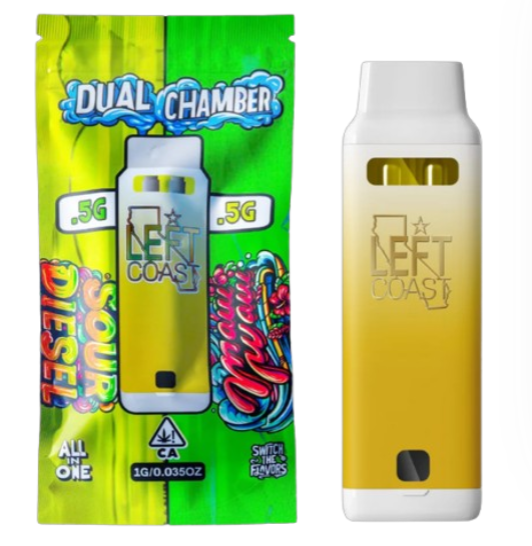 Left Coast | Dual Chamber Vape AIO | Sour Diesel x Maui Waui | 1g/1g