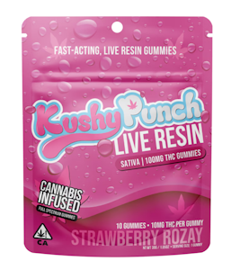 KUSHY PUNCH - (2 for $30 MIX & MATCH) Strawberry Rozay - 100mg Live Resin Gummies (Kushy Punch)