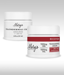 MARY'S MEDICINALS - MARY'S MEDICINALS - Topical - 1:1 CBD:THC - Sandalwood Transdermal Cream - 1000MG