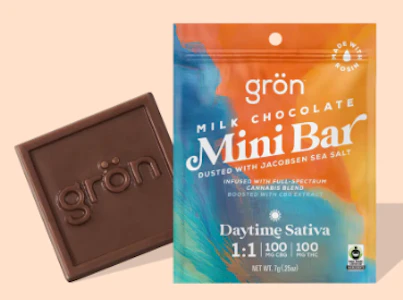 Grön Edibles - gron | Edible | Chocolate - Milk Chocolate Mini Bar (Daytime Sativa) | 100mg, 10