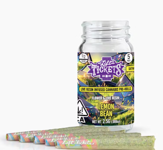 LIFT TICKETS - Lift Tickets 2.5G Lemon Bean Infused Preroll 5pk