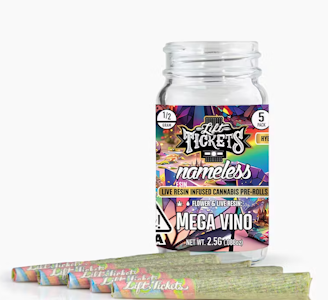 LIFT TICKETS - Lift Tickets 2.5G Mega Vino (Nameless Genetics Collab) Infused Preroll 5pk