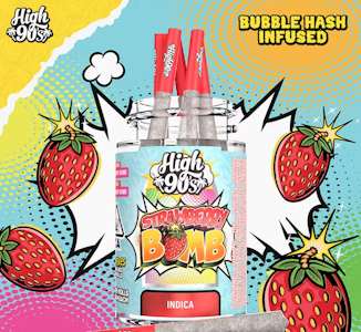 HIGH 90s - HIGH 90s 2.5G Strawberry Bomb Hash Infused Preroll 5pk