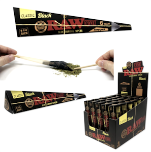 RAW - RAW Black 1 1/4 Cones 6pc (Scoop Pack)