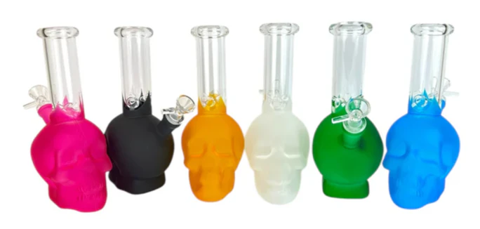 AGA - 8.5" Skull Colored Glass Water Bong Main Image