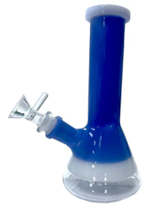 AGA - 8" White Ring Beaker Glass Water Bong