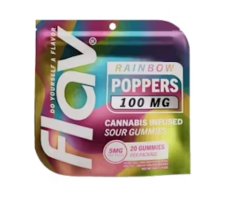 Flav | Edible | Live Resin Gummies | Rainbow Poppers | 100mg 10