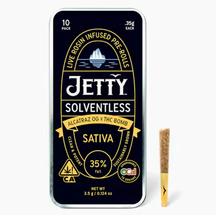 Jetty Extracts - Jetty Extracts - 10pk OCal Solventless Rosin Pre Rolls - Alcatraz x THC Bomb  Main Image