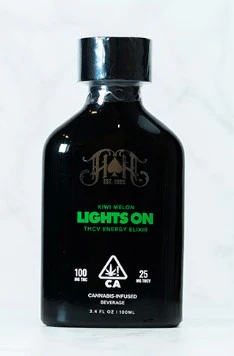 HEAVY HITTERS - [HEAVY HITTERS] Beverage - 100mg - THC:THCv Kiwi Melon Lights On Elixir (S) Main Image
