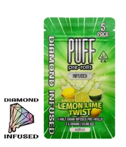 PUFF - [PUFF] Diamond Infused Preroll 5 Pack - 2.5g - Lemon Lime Twist (S)