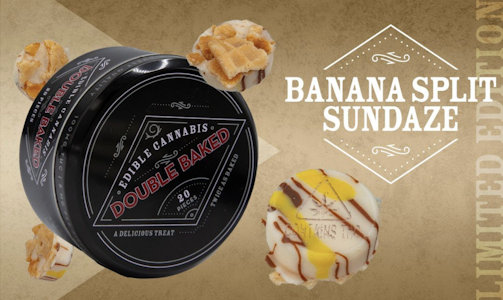 DOUBLE BAKED - Banana Split Sundaze Cheesecake Chocolate | Fast Acting Full Spectrum RSO Bites | TAXES INCLUD