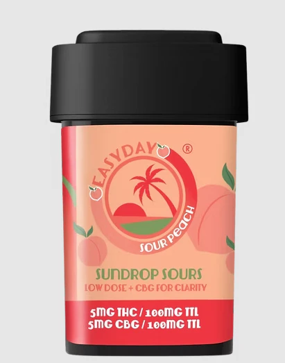 Easy Day - Sour Peach 10MG 2pk Sundrops 5mg THC + 5mg CBG  By Easy Day Main Image
