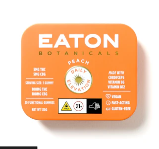 EATON BOTANICALS - Daily Elevation | Peach | Gummies | THC:CBG | 100mg/20pk (Eaton Botanicals)
