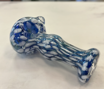 Khan's Glass - Blue & White Hammer Glass Pipe